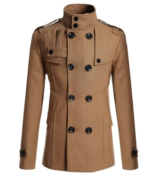 New Men's Slim Fit Wool Overcoat (Mid-Length)