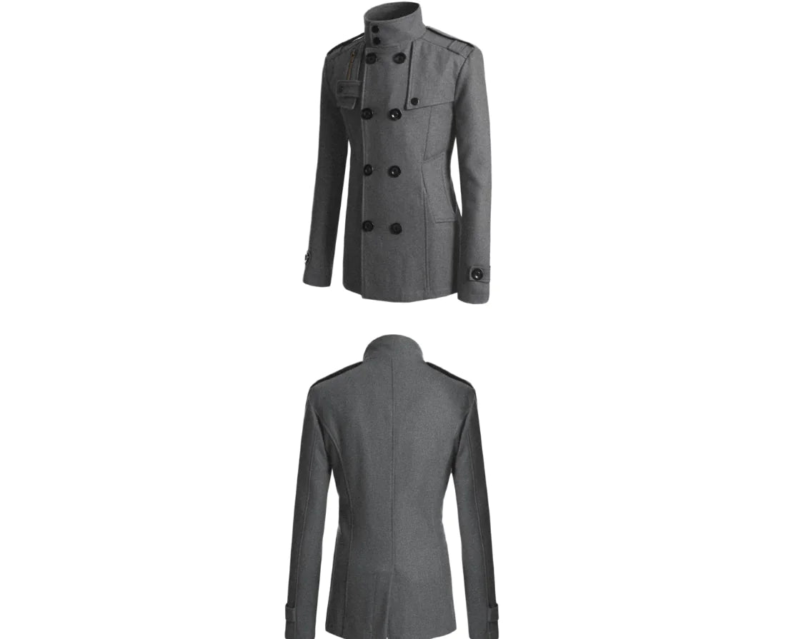 New Men's Slim Fit Wool Overcoat (Mid-Length)
