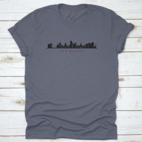 Silhouette Illustration Of Des Moines City Skyline, Iowa Horizontal