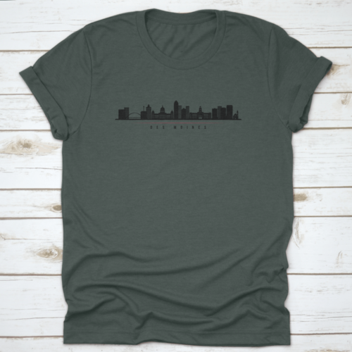 Silhouette Illustration Of Des Moines City Skyline, Iowa Horizontal