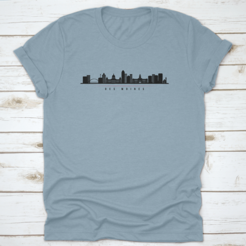 Silhouette Illustration Of Des Moines City Skyline, Iowa Horizontal