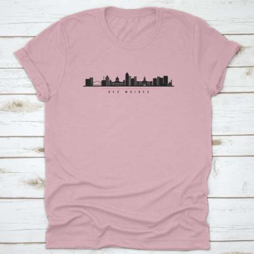 Silhouette Illustration Of Des Moines City Skyline, Iowa Horizontal