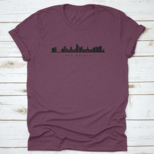 Silhouette Illustration Of Des Moines City Skyline, Iowa Horizontal