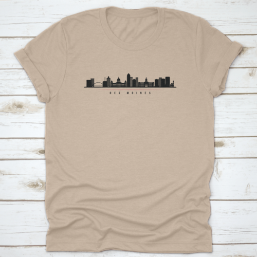 Silhouette Illustration Of Des Moines City Skyline, Iowa Horizontal