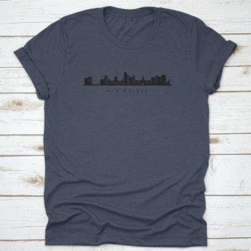 Silhouette Illustration Of Des Moines City Skyline, Iowa Horizontal