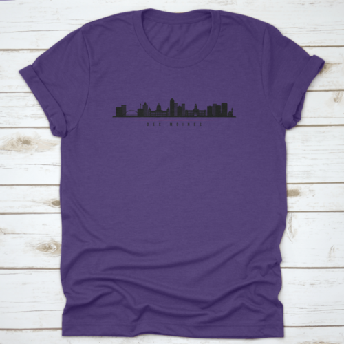 Silhouette Illustration Of Des Moines City Skyline, Iowa Horizontal