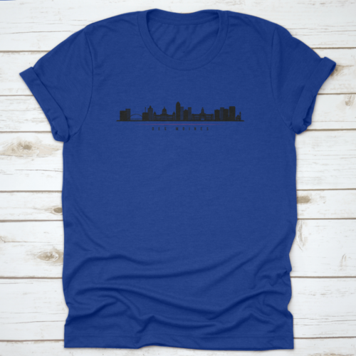 Silhouette Illustration Of Des Moines City Skyline, Iowa Horizontal