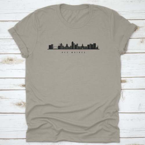 Silhouette Illustration Of Des Moines City Skyline, Iowa Horizontal