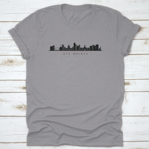 Silhouette Illustration Of Des Moines City Skyline, Iowa Horizontal