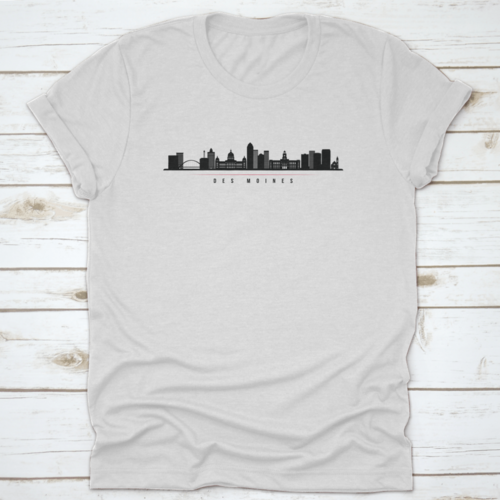 Silhouette Illustration Of Des Moines City Skyline, Iowa Horizontal