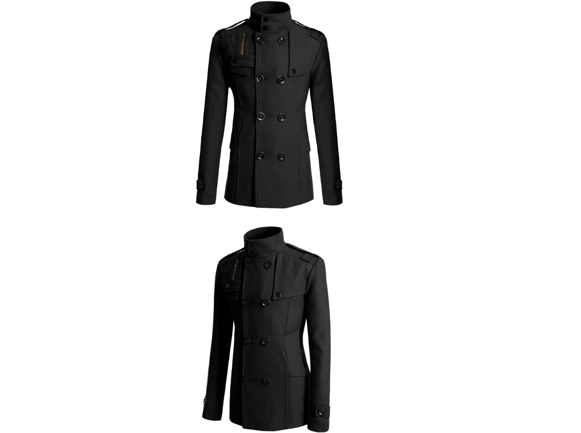 New Men's Slim Fit Wool Overcoat (Mid-Length)