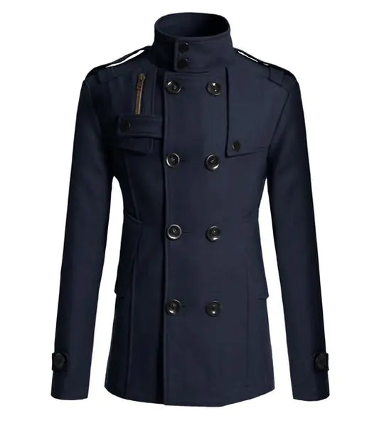 New Men's Slim Fit Wool Overcoat (Mid-Length)