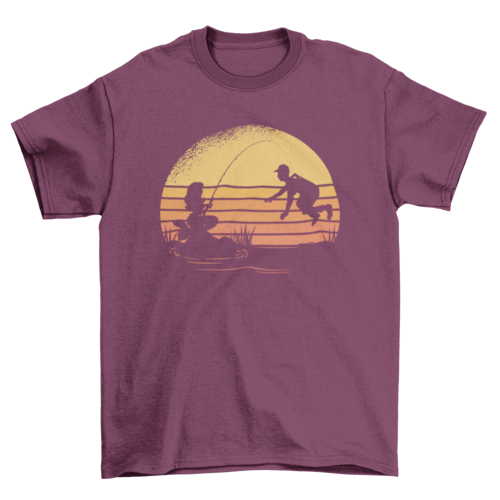 Fishing mermaid sunset t-shirt