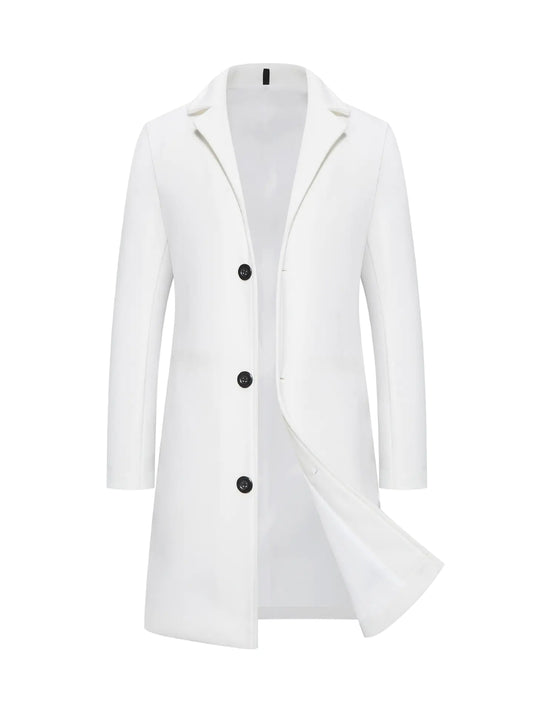Men's Solid Color Single-Breasted Trench Coat