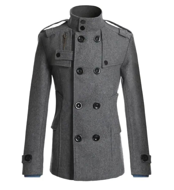 New Men's Slim Fit Wool Overcoat (Mid-Length)