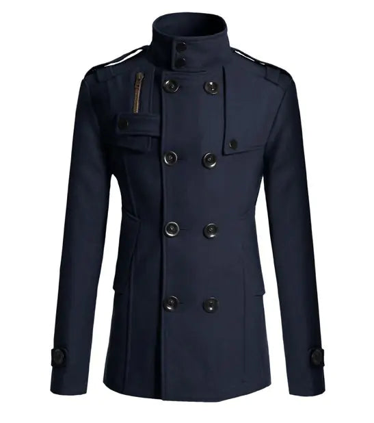 New Men's Slim Fit Wool Overcoat (Mid-Length)