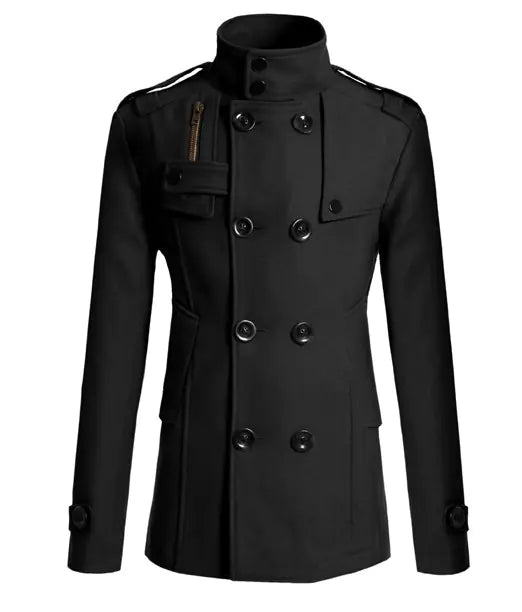 New Men's Slim Fit Wool Overcoat (Mid-Length)