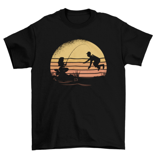 Fishing mermaid sunset t-shirt