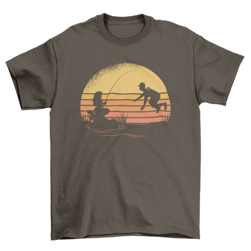 Fishing mermaid sunset t-shirt