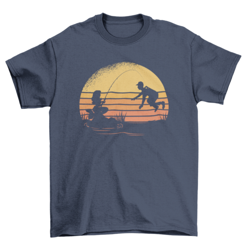 Fishing mermaid sunset t-shirt